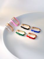 Women's Basic Fashion Rectangle Copper Zircon Earrings Stoving Varnish Hoop Earrings main image 2