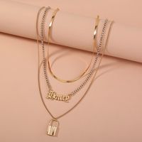 Fashion Letter Lock Alloy Plating No Inlaid Necklace main image 6