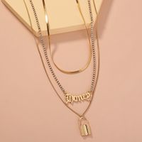 Fashion Letter Lock Alloy Plating No Inlaid Necklace main image 7