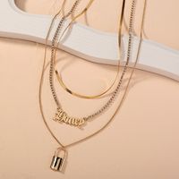 Fashion Letter Lock Alloy Plating No Inlaid Necklace main image 5