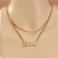 Fashion Letter Lock Alloy Plating No Inlaid Necklace main image 3