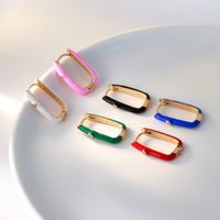 Women's Basic Fashion Rectangle Copper Zircon Earrings Stoving Varnish Hoop Earrings sku image 1