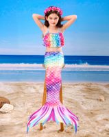 Mermaid Tail Clothes Children Girl Split Swimming Bikini Three-piece Suit main image 5