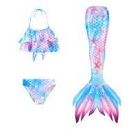 Mermaid Tail Clothes Children Girl Split Swimming Bikini Three-piece Suit sku image 1