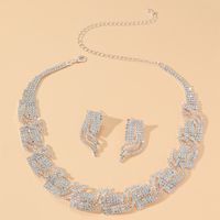 Women's Luxury Fashion Geometric Alloy Rhinestone Earrings Necklace Jewelry Set Plating Inlay Zircon 1 Set sku image 1
