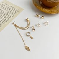 Women's Fashion Simple Style Geometric Star Leaves Alloy Earrings Plating No Inlaid Clip&cuff Earrings 7 Pieces main image 6