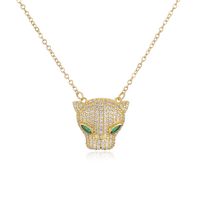 Fashion Copper Leopard Head Necklace Daily Inlaid Zircon Zircon Copper Necklaces sku image 1