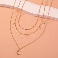 Fashion Star Moon Alloy Copper Necklace Plating No Inlaid Copper Necklaces main image 3