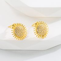 Solid Color Simple Artistic Rhinestone Inlaid Sunflower Ear Studs sku image 1