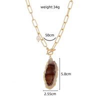 Retro Oval Alloy Pearl Plating Natural Stone Necklace main image 6