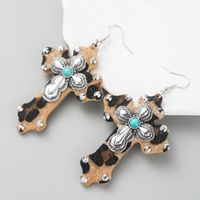 Women's Ethnic Style Cross Alloy Turquoise Earrings Inlaid Turquoise Drop Earrings main image 5