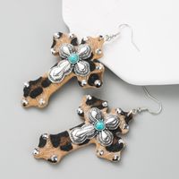Women's Ethnic Style Cross Alloy Turquoise Earrings Inlaid Turquoise Drop Earrings main image 6