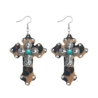Women's Ethnic Style Cross Alloy Turquoise Earrings Inlaid Turquoise Drop Earrings main image 7