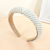Women's Simple Style Geometric Cloth Hair Accessories Beaded Inlaid Gemstone Artificial Gemstones Pearl Hair Band sku image 3