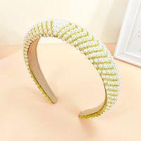 Women's Simple Style Geometric Cloth Hair Accessories Beaded Inlaid Gemstone Artificial Gemstones Pearl Hair Band sku image 4