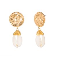 Vintage Style Round Shell Alloy Plating Inlay Shell Drop Earrings main image 6