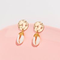 Vintage Style Round Shell Alloy Plating Inlay Shell Drop Earrings main image 9