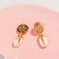 Vintage Style Round Shell Alloy Plating Inlay Shell Drop Earrings main image 8