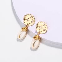 Style Vintage Rond Coquille Alliage Placage Incruster Coquille Boucles D'oreilles main image 2
