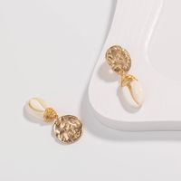 Vintage Style Round Shell Alloy Plating Inlay Shell Drop Earrings main image 7