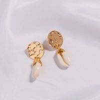 Vintage Style Round Shell Alloy Plating Inlay Shell Drop Earrings main image 3