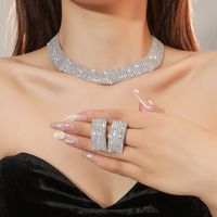 Lujoso Moda Forma De U Cuadrado Aleación Enchapado Diamante Diamantes De Imitación Conjunto De Joyas 1 Juego main image 10