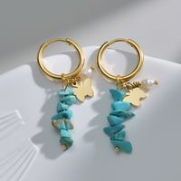 Fashion Flower Butterfly 304 Stainless Steel No Inlaid 14K Gold Plated Earrings sku image 1