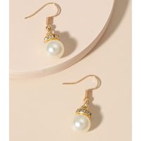 Frau Mode Perlen Imitation Perlen Ohrringe Diamant Künstliche Strasssteine Ohrringe main image 3