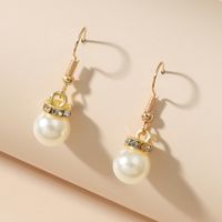 Frau Mode Perlen Imitation Perlen Ohrringe Diamant Künstliche Strasssteine Ohrringe main image 1