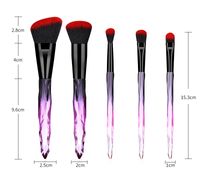 Trendy 5 Pcs Transparent Artificial Crystal Handle Acrylic Makeup Brush Set main image 1