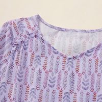 V-neck Drawstring Casual Cotton And Linen Printed Short Sleeved Dress main image 3