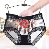 Blumen Spitze Sexy Nylon Höschen Durchschauen Dessous sku image 5