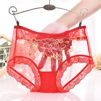 Floral Lace Sexy Nylon Underpants See-through Lingerie sku image 11