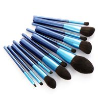 New Blue 12 Pcs Transparent Wooden Handle Transparent Bag Makeup Brush Set main image 4