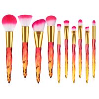 Mode 10 Pcs Transparent Cristal Artificiel Poignée En Plastique Pinceau De Maquillage Ensemble main image 3