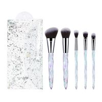 Trendy 5 Pcs Transparent Artificial Crystal Handle Acrylic Makeup Brush Set main image 2