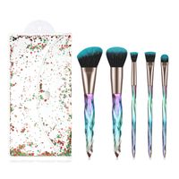 Trendy 5 Pcs Transparent Artificial Crystal Handle Acrylic Makeup Brush Set sku image 1