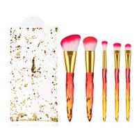 Trendy 5 Pcs Transparent Artificial Crystal Handle Acrylic Makeup Brush Set sku image 11