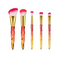 Trendy 5 Pcs Transparent Artificial Crystal Handle Acrylic Makeup Brush Set sku image 6