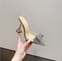 New Women's Bow Pointed Toe Rhinestone Transparent High Heel Sandals main image 2