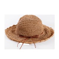 Summer New Women's Wide Brim Sun Protection Ruffled Handmade Straw Hat main image 3