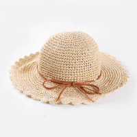 Summer New Women's Wide Brim Sun Protection Ruffled Handmade Straw Hat sku image 4