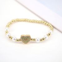Simple Style Heart Shape Copper Beaded Pearl Bracelets 1 Piece sku image 1
