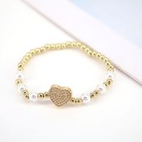 Simple Style Heart Shape Copper Beaded Pearl Bracelets 1 Piece sku image 2