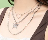 Mode Coeur Forme Papillon Acier Inoxydable 304 Femmes Collier sku image 1