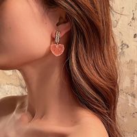 Sweet Alloy Heart Shape Earrings Dating Electroplating Rhinestone Drop Earrings As Shown In The Picture main image 3