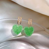 Sweet Alloy Heart Shape Earrings Dating Electroplating Rhinestone Drop Earrings As Shown In The Picture sku image 1