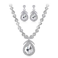 Women's Glam Classic Style Water Drop Alloy Earrings Necklace Jewelry Set Diamond Rhinestone Jewelry Sets sku image 1