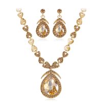 Women's Glam Classic Style Water Drop Alloy Earrings Necklace Jewelry Set Diamond Rhinestone Jewelry Sets sku image 2