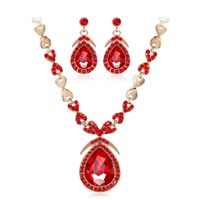 Women's Glam Classic Style Water Drop Alloy Earrings Necklace Jewelry Set Diamond Rhinestone Jewelry Sets sku image 3